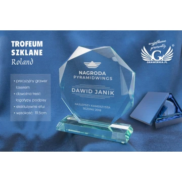 Trofeum szklane - ROLAND grawerowane laserem - TSZ051